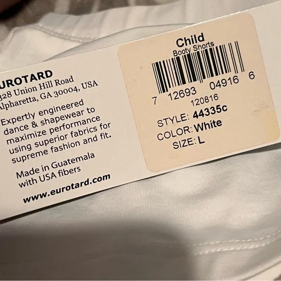 NWT Eurotard white booty shorts - Picture 4 of 4